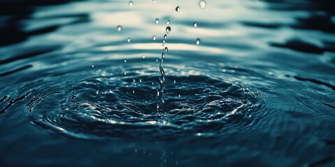 Aufkleber - Water droplets falling onto a water surface.