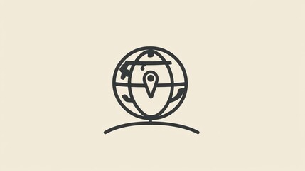 Leinwandbilder - A simple globe design highlights a travel location with a pin, representing exploration and adventure in a clean aesthetic. Generative AI