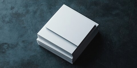 Aufkleber - A mockup featuring a stack of white business cards on a dark background, captured from above, with space for text.