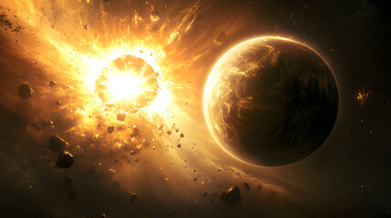 Wall Mural - planet in space. generative ai