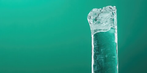 Aufkleber - frozen icicle on a green background. a single piece of ice. copy space