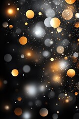 Leinwandbilder - A mesmerizing array of shimmering circles in gold, white, and silver against a dark backdrop, creating a vibrant and ethereal atmosphere.