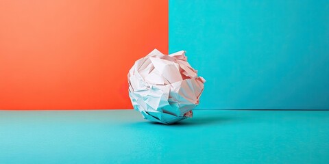 Aufkleber - Crumpled paper ball on a colored background.