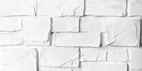 Poster - Textured white brick wall with a stucco pattern. Abstract background featuring a plaster decorative pattern, relevant for interior design and construction concepts.