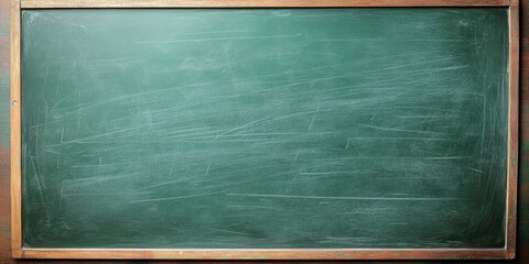 Poster - closeup of a blank green chalkboard, background of a school blackboard