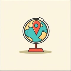 Poster - A globe features a location pin signifying a specific destination, embodying a sense of adventure and discovery in geography. Generative AI