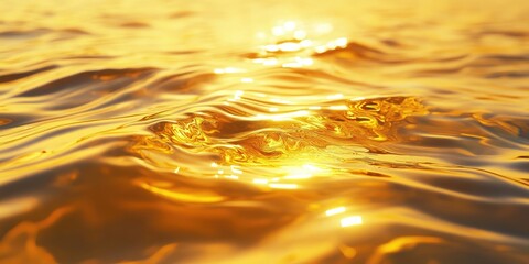 Aufkleber - Golden yellow oil glides on the water's surface, appearing smooth and curved.