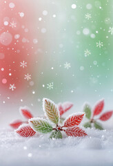 Wall Mural - christmas background with snow and frost and blank space