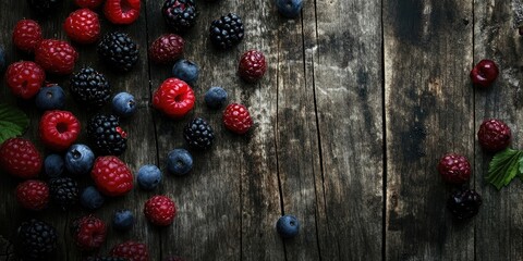 Poster - Berries on a wooden surface