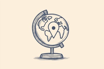 Leinwandbilder - The design features a minimalist globe with a prominent location pin, emphasizing a specific travel destination in a clean style. Generative AI