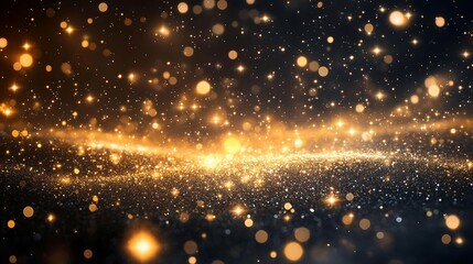 Leinwandbilder - A shimmering golden background filled with sparkling particles, creating a magical and ethereal effect.