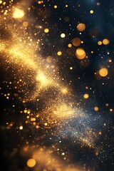 Poster - A mesmerizing blend of golden particles and sparkling lights against a dark background, evoking a sense of wonder and cosmic beauty.