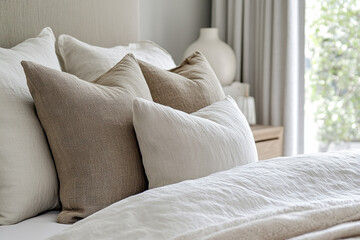 Canvas Print - Welcoming Guest Bedroom with Fresh Linens and Simple Elegance  