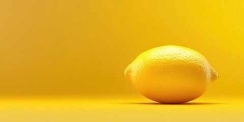 Poster - Lemon isolated on a yellow background. Area for text or design.