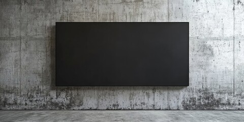 Aufkleber - Blank long black canvas frame in a grunge concrete room, mockup template for incorporating your content or design, business presentation.