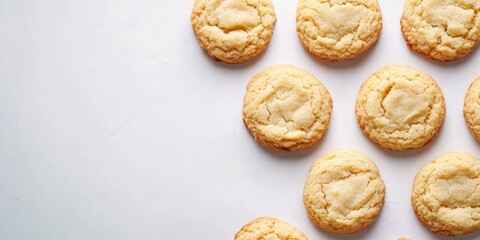 Poster - Cookies on a white background. Danish butter cookie isolated against a white backdrop. Homemade chip cookies, top view, with copyspace for text.