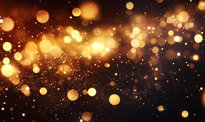 Leinwandbilder - A mesmerizing display of golden bokeh lights set against a dark backdrop, creating a magical and festive atmosphere.