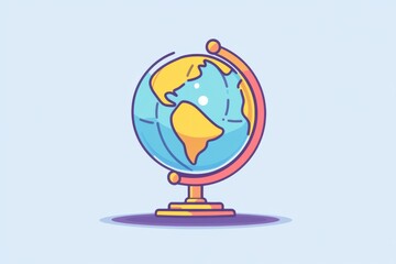 Poster - A colorful, minimalist globe shows a specific location marked by a location pin, emphasizing simplicity and clarity in design. Generative AI