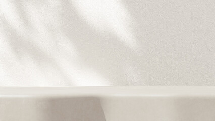 3d background with beige tones and a podium set, featuring a play of light and shadow. an abstract g