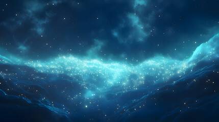 Wall Mural - dark night clouds and brightly shining milky way stars. generative ai