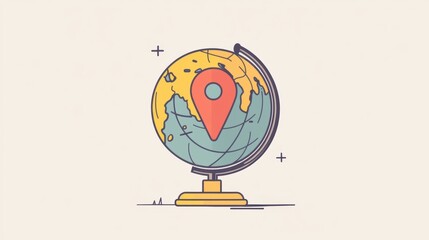 A sleek globe showcases a specific destination with a clear location pin, inspiring wanderlust and exploration. Generative AI