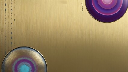 Poster - Two circular objects on a gold background.