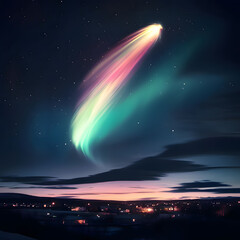 Wall Mural - there is a rainbow-colored meteor in the sky as you can see the evening when the sun goes down. gene