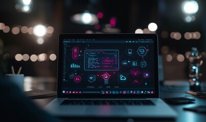 Leinwandbilder - An illustration concept for accounting automation and automatic finance software. Financial work optimization using AI tools for auditing, payments, and business analysis. Machine to analyze data.