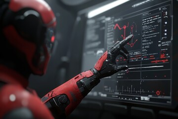 Aufkleber - Managing robot arms in intelligent factories using real-time monitoring software. Welding robotics and digital manufacturing procedures.