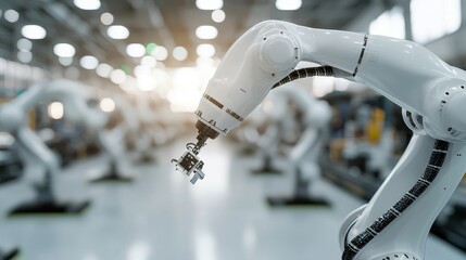 Poster - A robotic arm assembly system for electronic assembly lines. An advanced factory automation system incorporating advanced technology.