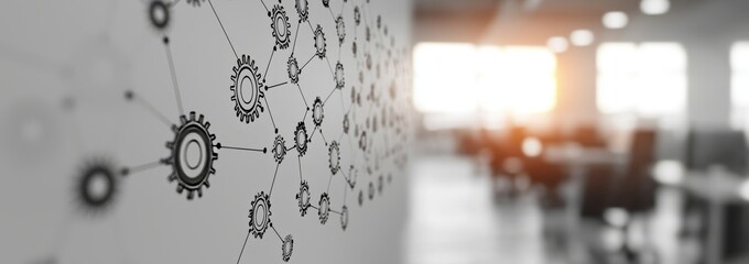 Leinwandbilder - Abstract concept of gear icons in engineering manufacturing automation.