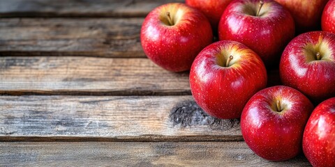 Poster - Ripe red apples set against a wooden background. healthy living. nutritious diet. vitamins.