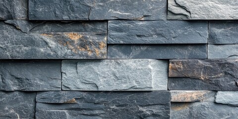 Leinwandbilder - Slate stone wall texture and background, seen from outdoors. Background Texture