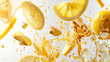 © chekart - A little lemonade with a few pieces of ginger and lemon slices. A healthy drink for weight loss. Slices of juicy lemon are mixed with pieces of ginger root, drops of honey and clean water
