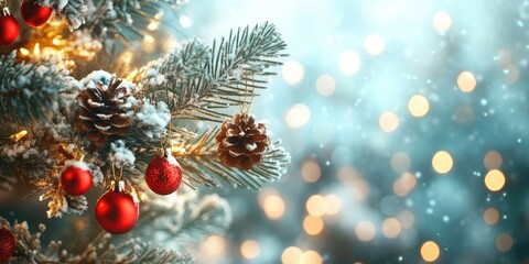 Leinwandbilder - Christmas backdrop. Happy New Year. Selective focus on the holidays.