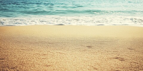 Aufkleber - Beautiful vacant sand for copyspace on the beach and sea scenery - Vintage filter and enhanced color processing.