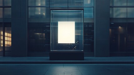 Canvas Print - Urban Display Box at Night in Modern Architecture