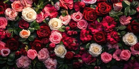 Poster - Valentine's Day backdrop featuring flowers, copy space.