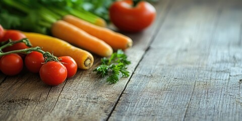 Canvas Print - Healthy eating, vegetarian cuisine, advertising, and culinary ideas - a close-up of fresh vegetables on a wooden table.