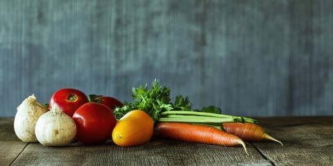 Poster - vegetables on a wooden surface