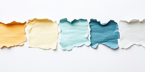 Poster - A collection of torn paper on a white background with copy space for text.
