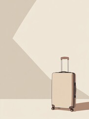 Poster - This illustration features a simple and elegant suitcase with a handle, emphasizing minimalist design ideals in a neutral setting. Generative AI