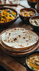 Wall Mural - Cozy Family Dinner Featuring Homemade Indian Cuisine  