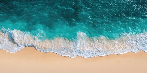 Poster - sandy beach and blue ocean water with copy space for your text or image