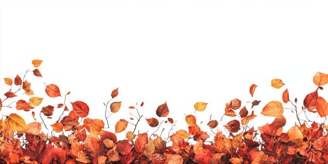 Leinwandbilder - Vibrant autumn leaves from trees and bushes. Leaf border. Template, empty for banners, postcards, posters, etc. Flat lay. Copyspace.