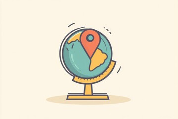 Aufkleber - A highlighted location pin marks a specific destination on a minimalist globe, emphasizing travel and exploration. Generative AI