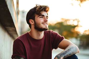 Wall Mural - Handsome young man dressed in casual clothing