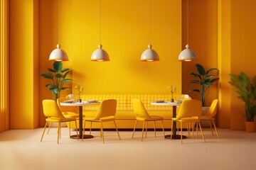 Wall Mural - Architecture restaurant furniture yellow.