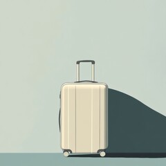 Aufkleber - A modern suitcase with a sharp design and extended handle stands alone on the floor, emphasizing simplicity and elegance in travel gear. Generative AI