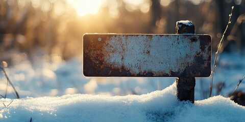 Poster - Burnt Label, Snow, Bokeh, Copyspace